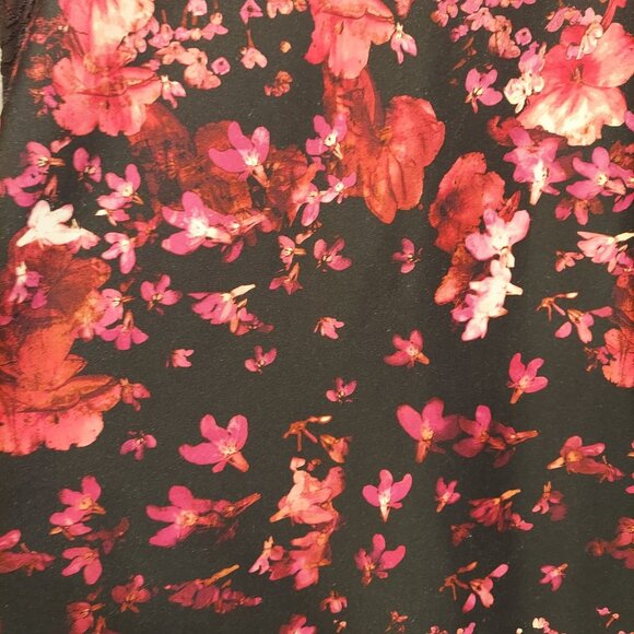 Womens Dress 16 Black Red Rose Floral Lacy Zip Sheath Feminine Career Date Night - Picture 16 of 16